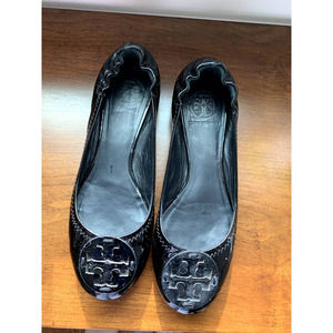Tory Burch Reva Black Patent Leather Flats Size 7-7.5